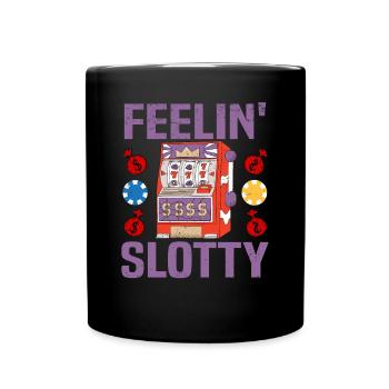 Kasino Glücksspiel Spielautomat Kartenspiel - Tasse einfarbig - Schwarz - Vorne