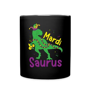 Mardisaurus Mardi Gras Celebration Dinosaur Lover - Full Colour Mug - black - Front