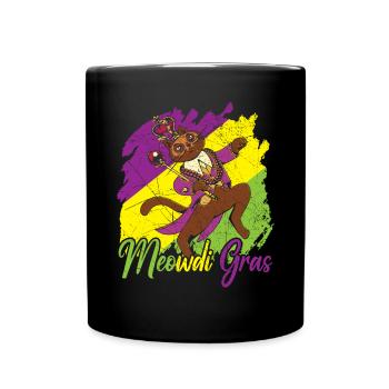Meowdi Gras Cat Lover Mardi Gras Celebration - Full Colour Mug - black - Front