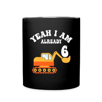 6. Geburtstag Junge 6 Jahre - Tasse einfarbig - Schwarz - Vorne