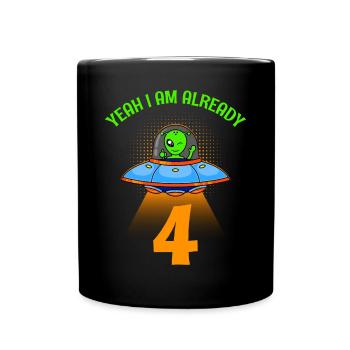 I am already 4 years 4th birthday boy - Full Colour Mug - black - Front