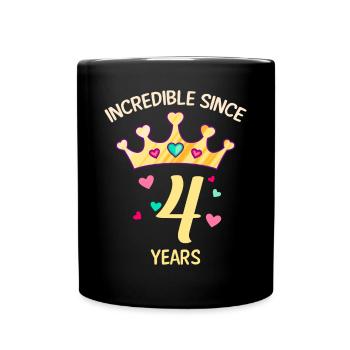 4th birthday girl 4 years - Full Colour Mug - black - Front