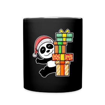 Joyeux Panda de Noël avec des cadeaux - Mug uni - noir - Devant