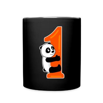 1. Geburtstag 1 Jahr alt Geschenk Panda - Tasse einfarbig - Schwarz - Vorne