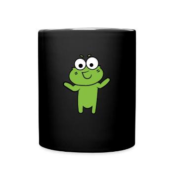 Frosch Comic Zeichnung Lustig - Tasse einfarbig - Schwarz - Vorne