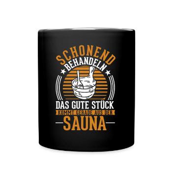 Sauna Saunieren Saunagänger - Tasse einfarbig - Schwarz - Vorne