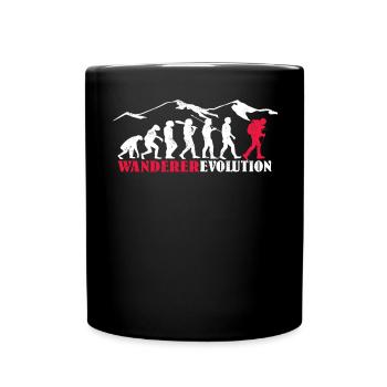 Wandern Zubehör Wanderer Motiv - Tasse einfarbig - Schwarz - Vorne