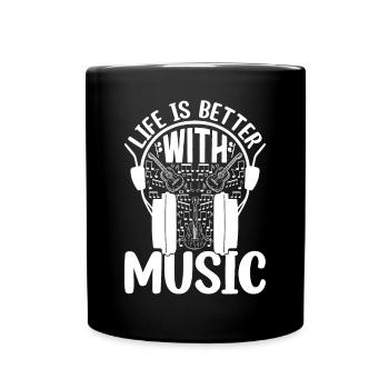 Life Is Better With Music - Guitar Player Guitaris - Tasse einfarbig - Schwarz - Vorne