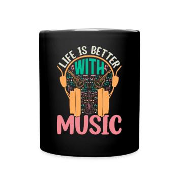 Life Is Better With Music - Guitarist Musician Gui - Tasse einfarbig - Schwarz - Vorne