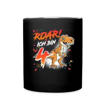 Roar I'm 4 years 4th birthday - Full Colour Mug - black - Front