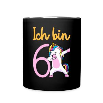 6. Geburtstag Mädchen 6 Jahre Geburtstag - Tasse einfarbig - Schwarz - Vorne