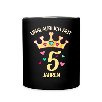 5. Geburtstag Mädchen 5 Jahre - Tasse einfarbig - Schwarz - Vorne
