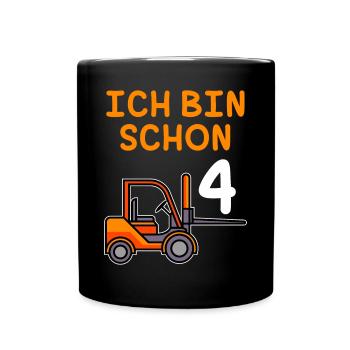 4 Jahre Junge 4. Geburtstag - Tasse einfarbig - Schwarz - Vorne