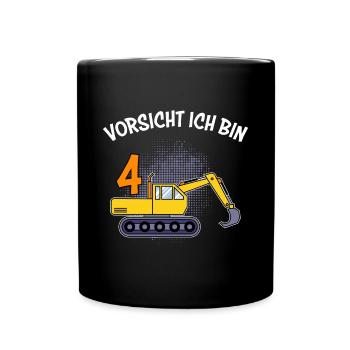 4 Jahre Junge 4. Geburtstag - Tasse einfarbig - Schwarz - Vorne