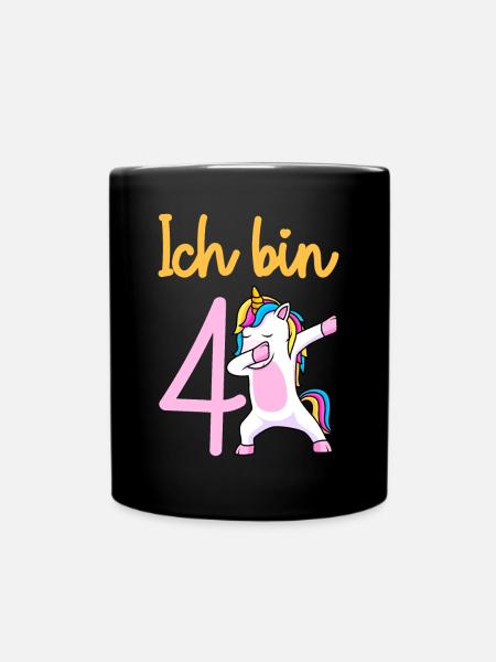 4. Geburtstag Mädchen 4 Jahre - Tasse einfarbig - Schwarz