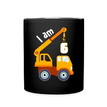 Ich bin 6 Jahre 6. Geburtstag - Tasse einfarbig - Schwarz - Vorne