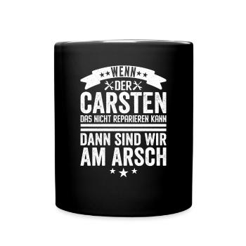 Carsten Personalisiert Handwerker Hausmeister - Tasse einfarbig - Schwarz - Vorne