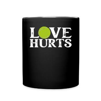 Tennisspielerliebe Tut Weh - Tasse einfarbig - Schwarz - Vorne