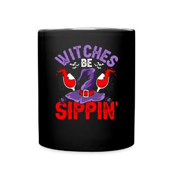 Hexen Be Sippin Damen Lustiges Halloween T-Shirt - Tasse einfarbig - Schwarz - Vorne