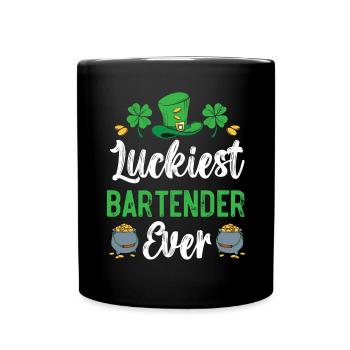 Glücklichster Barkeeper aller Zeiten St. Patrick's Saint Pattys - Tasse einfarbig - Schwarz - Vorne