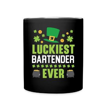 Glücklichster Barkeeper aller Zeiten St. Patrick's Saint Pattys - Tasse einfarbig - Schwarz - Vorne