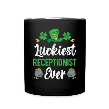Luckiest Receptionist Ever St. Patrick's Day - Full Colour Mug - black - Front