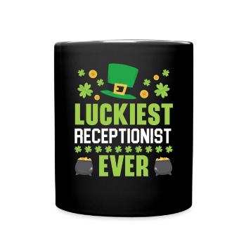 Luckiest Receptionist Ever St. Patrick's Day - Full Colour Mug - black - Front