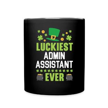 Luckiest Admin Assistant Ever St. Patrick's Day - Full Colour Mug - black - Front