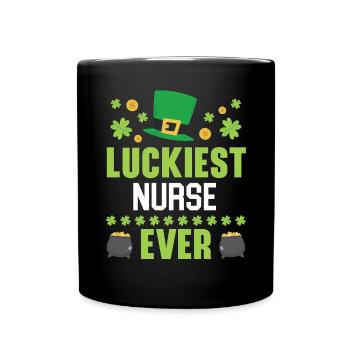 Luckiest Nurse Ever St. Patrick's Saint Pattys Day - Full Colour Mug - black - Front