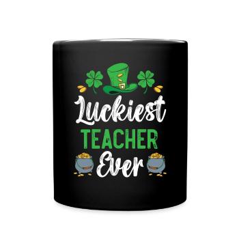 Glücklichster Lehrer aller Zeiten St. Patrick's Saint Pattys - Tasse einfarbig - Schwarz - Vorne