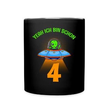 I am already 4 years 4th birthday boy - Full Colour Mug - black - Front