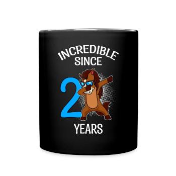 Unbelievable for 2 years horse 2nd birthday - Full Colour Mug - black - Front