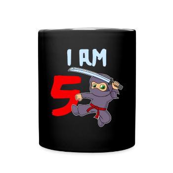 I am already 5 years 5th birthday girl boy - Full Colour Mug - black - Front
