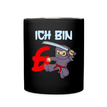 Ich bin 6 Jahre 6. Geburtstag - Tasse einfarbig - Schwarz - Vorne