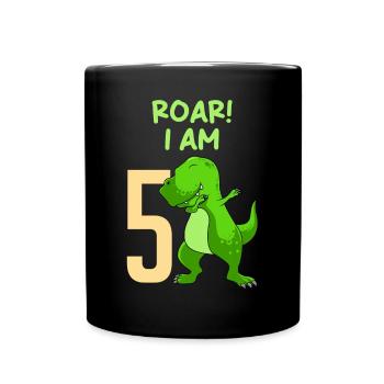 Dino 5 Jahre 5. Geburtstag Junge 5 Jahre - Tasse einfarbig - Schwarz - Vorne