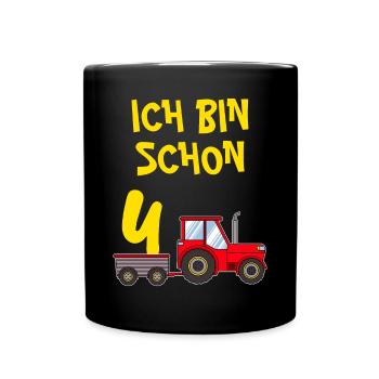 4 Jahre Junge 4. Geburtstag - Tasse einfarbig - Schwarz - Vorne