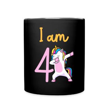 4th birthday girl 4 years - Full Colour Mug - black - Front