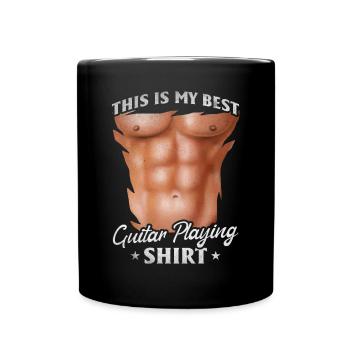 C’est ma meilleure guitare en chemise basse - Mug uni - noir - Devant
