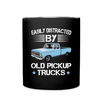 Facilement distrait par de vieilles camionnettes Funny Truck - Mug uni - noir - Devant