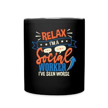 Détendez-vous, je suis un travailleur social - Mug uni - noir - Devant