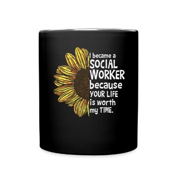 Ich wurde Sozialarbeiter - Tasse einfarbig - Schwarz - Vorne
