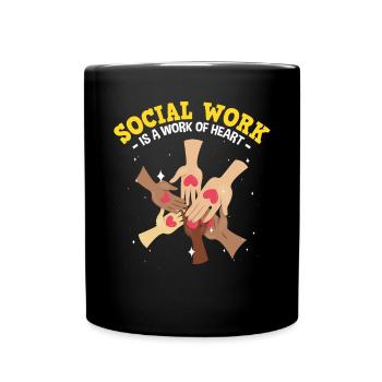 Social Work Is A Work Of Heart - Full Colour Mug - black - Front