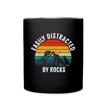 Facilement distrait par les roches collectionnant les amoureux rétro - Mug uni - noir - Devant