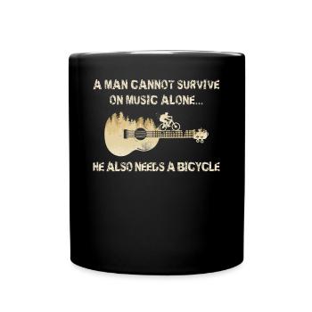 MTB Mountainbike MTB Fahrräder und Musik - Tasse einfarbig - Schwarz - Vorne