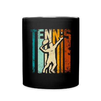Retro Vintage Tennis Player - Full Colour Mug - black - Front