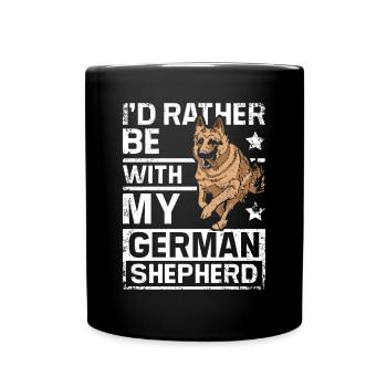I'd rather be with my german shepherd - Tasse einfarbig - Schwarz - Vorne