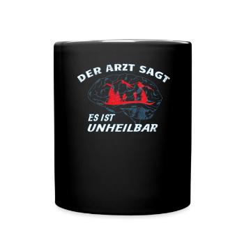Wandern Zubehör Wanderer Motiv - Tasse einfarbig - Schwarz - Vorne