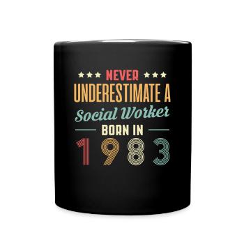 Never Understimate A Social Worker In 1983 - Full Colour Mug - black - Front