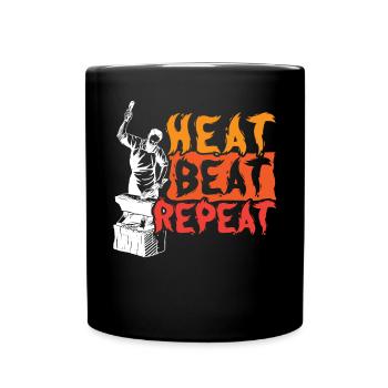 Heat Beat Repeat Metalsmith Forging Blacksmith - Full Colour Mug - black - Front