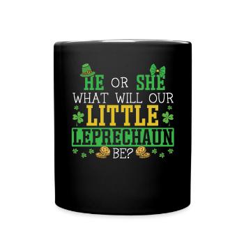 He Or She What Will Our Little Leprechaun Be - Full Colour Mug - black - Front